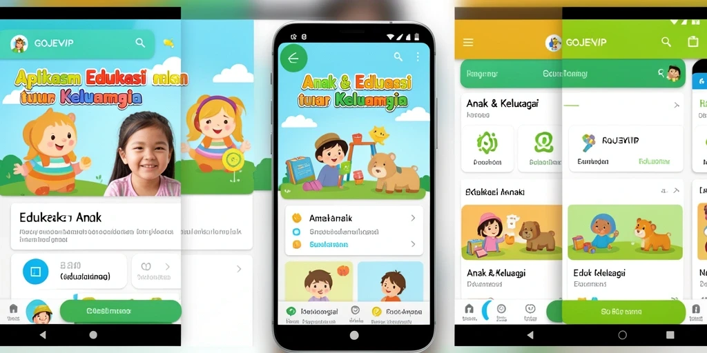 Tampilan antarmuka GOJEKVIP yang cerah dan interaktif untuk Edukasi Anak.