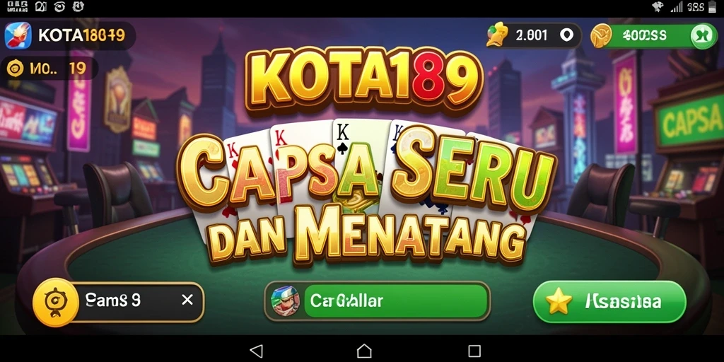Tampilan antarmuka utama KOTA189 dalam permainan Capsa yang menarik.