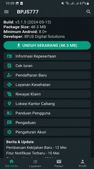 Tampilan halaman APK bpjs777